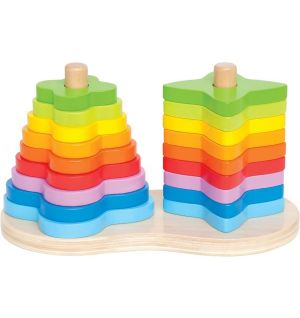 Hape - Double Rainbow Stacking And Building Wooden Toy - 19pcs