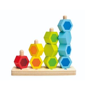Hape - Counting Stacker Wooden Blocks Building Puzzle - 11pcs