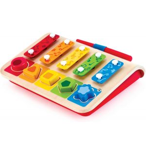 Hape - 2 in 1 Wooden Shape Sorter and Xylophone