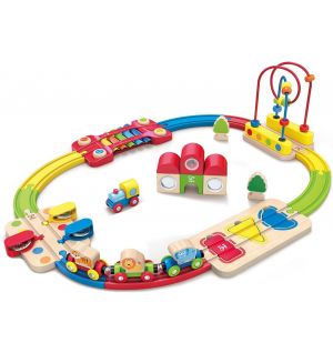 Hape - Rainbow Puzzle Wooden Railway Train Set