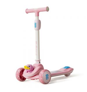 B.Duck - 3 wheel Adjustable Handle Kick Scooter with LED PU Wheels - Pink