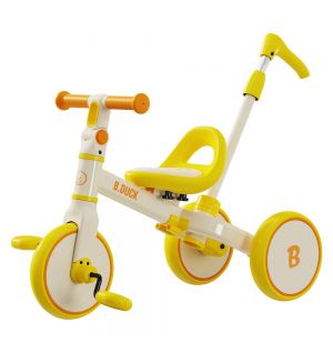 B.Duck - 4-in-1 Kids Bike with Adjustable Seat & Handlebar - Yellow