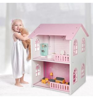 Wooden Doll House With Accessories 22pcs