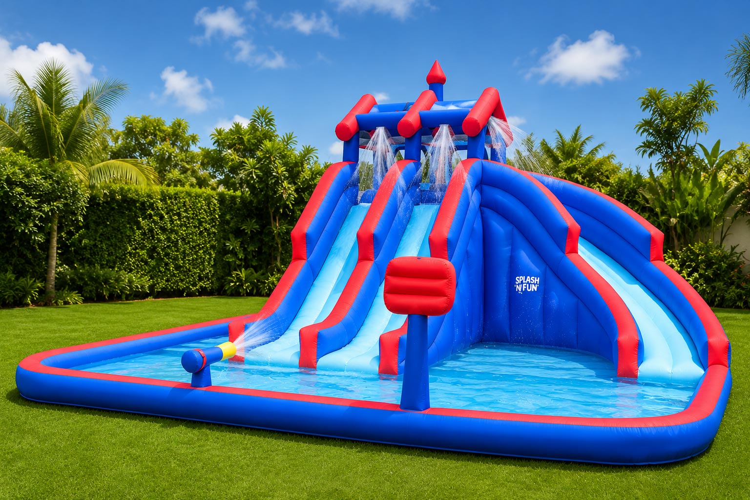 3-Slide Inflatable Water Park bouncy castle by kidshappyland.com