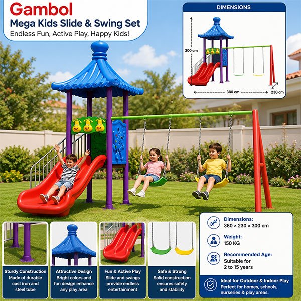 gambol-mega-kids-slide-and-swing-set-kidshappyland